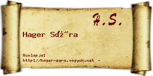 Hager Sára névjegykártya