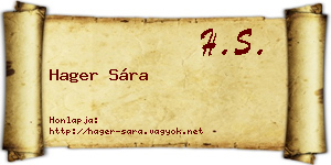 Hager Sára névjegykártya